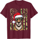 Reindeer Camo American Flag Christmas Pajama X-Mas Veteran T-Shirt - T-Shirt | Maroon