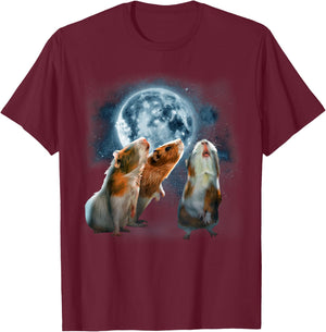 Guinea Pigs Howling at the Moon Shirt - Funny Guinea Pig T-Shirt - T-Shirt | Maroon