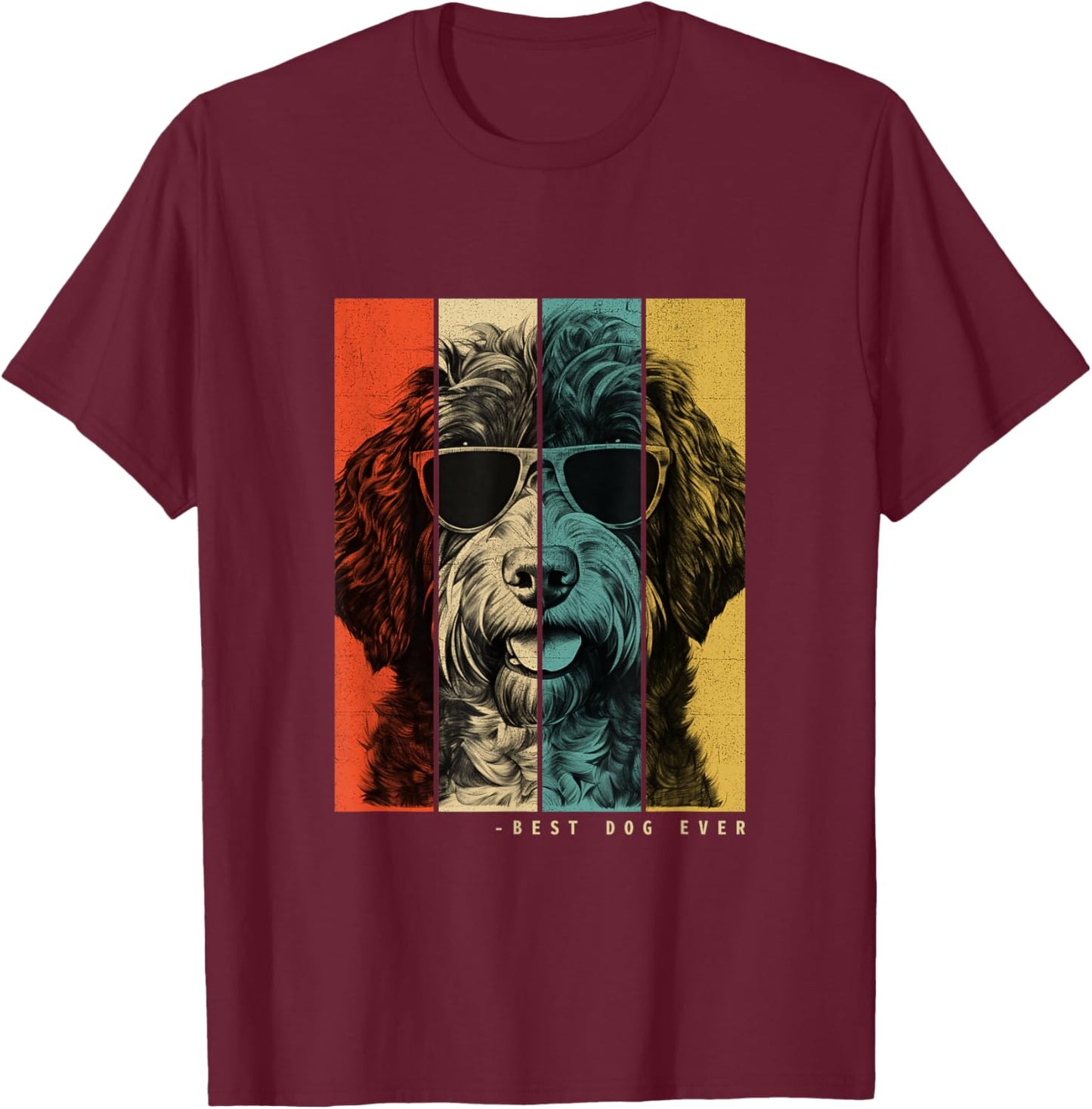 Vintage Bordoodle Dog Mom Dad Kids Men Women T-Shirt - T-Shirt | Maroon