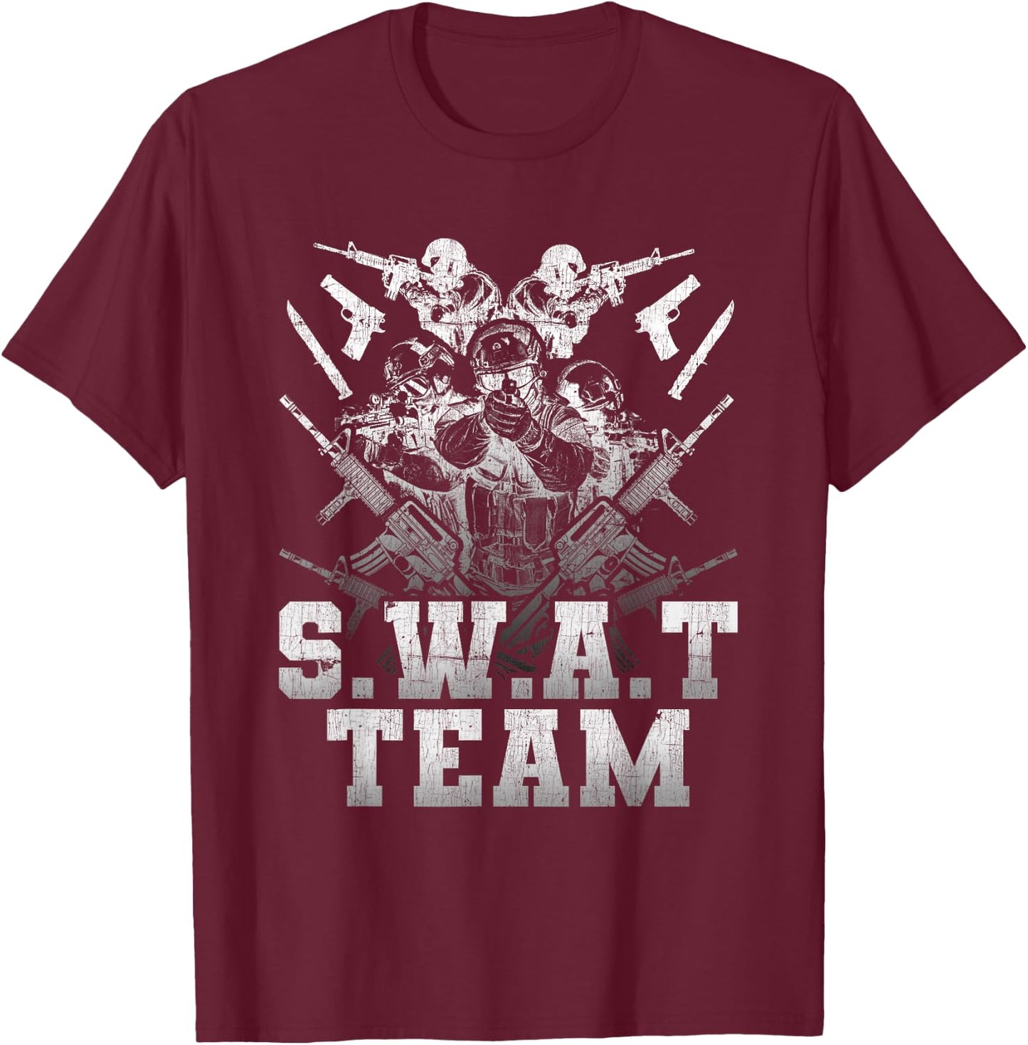 SWAT Team Boys Halloween Costume Tactical Uniform T-Shirt - T-Shirt | Maroon