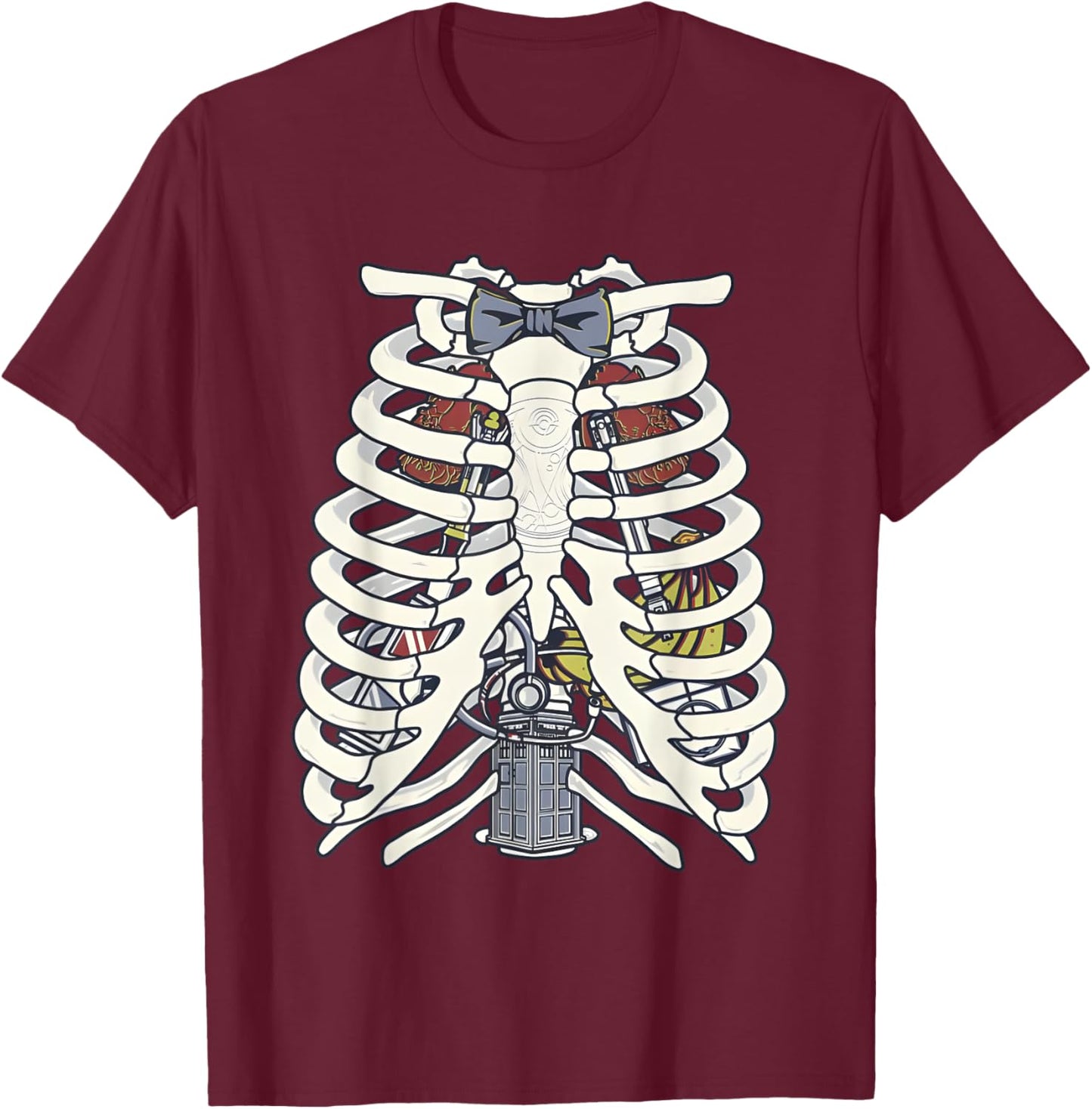 Anatomy Of A Time Lord A Doctor Who Skeleton T-Shirt - T-Shirt | Maroon