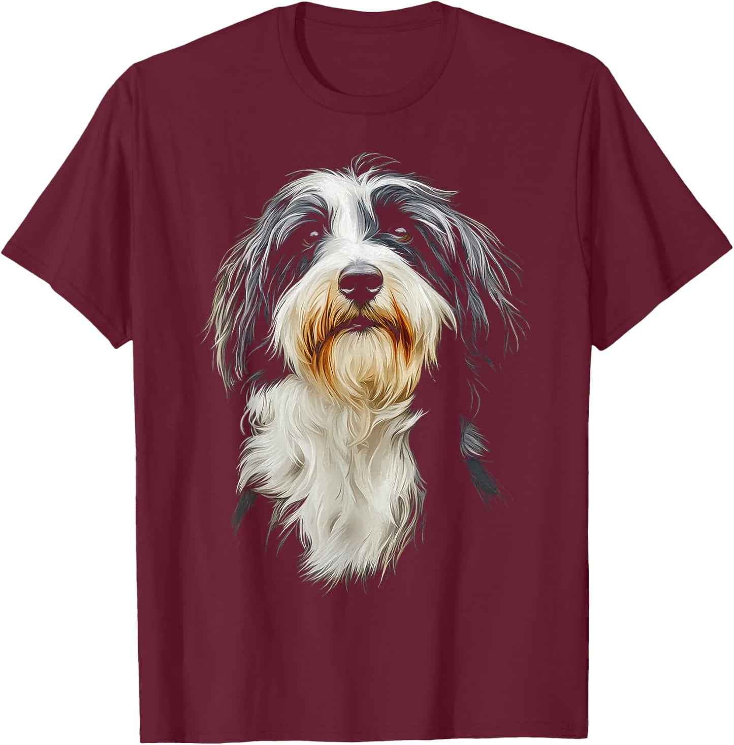 Bearded Collie Dog Motif Pet Illustration Bearded Collie T-Shirt - T-Shirt | Maroon