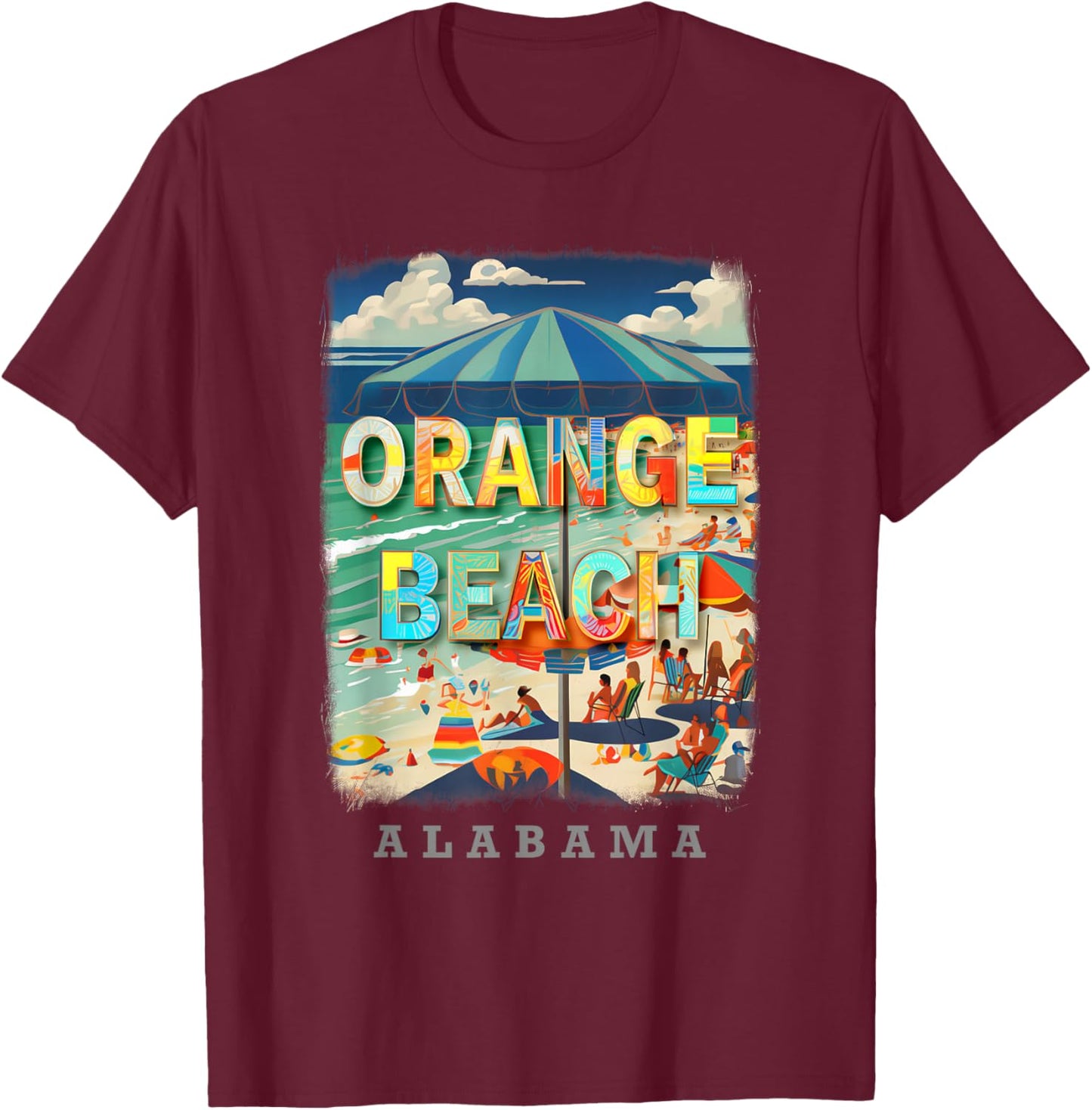 Orange Beach Alabama AL Coastal Charm SD416 T-Shirt - T-Shirt | Maroon