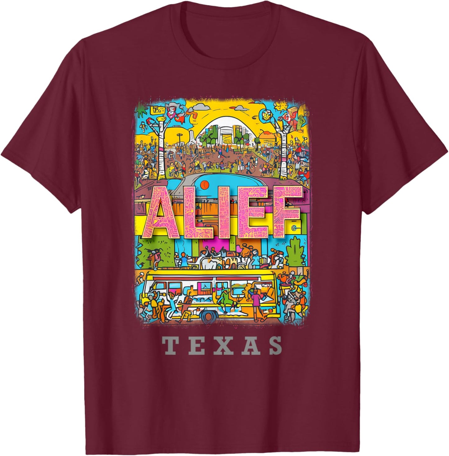 Alief Texas Houston TX Vibrant Street Life SD424 T-Shirt - T-Shirt | Maroon