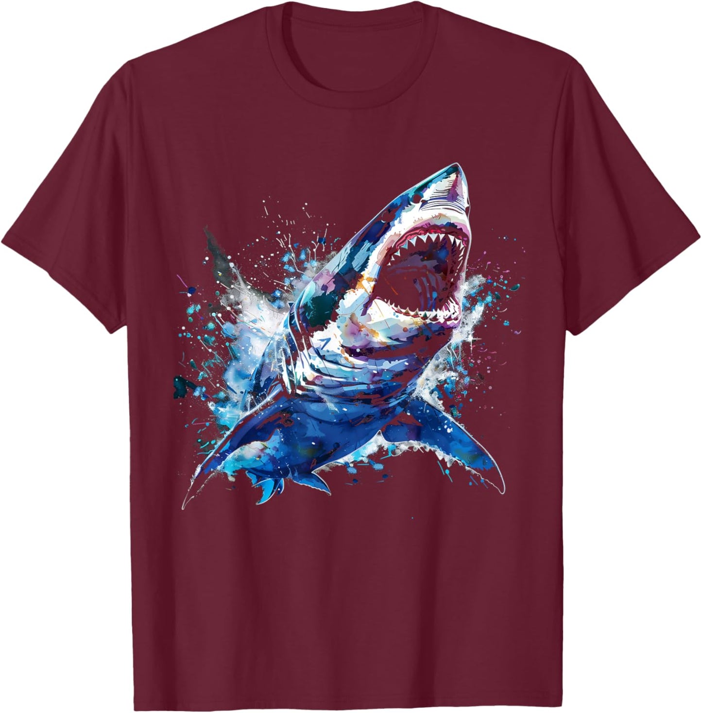 Great White Shark Scuba Diving Fishing Shark Lover T-Shirt - T-Shirt | Maroon