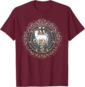 Agnus Dei Sanctus Traditional Latin Mass Catholic T-Shirt - T-Shirt | Maroon