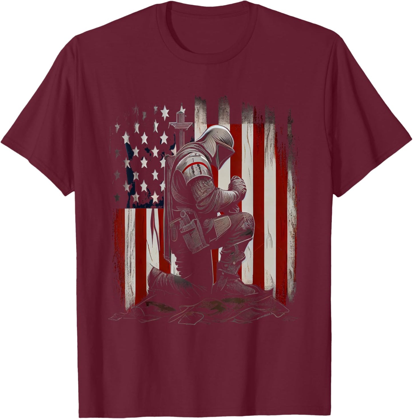 Knight Templar Christian Warrior Of God Crusader Gift T-Shirt - T-Shirt | Maroon
