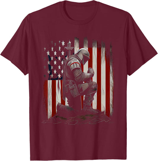 Knight Templar Christian Warrior Of God Crusader Gift T-Shirt - T-Shirt | Maroon