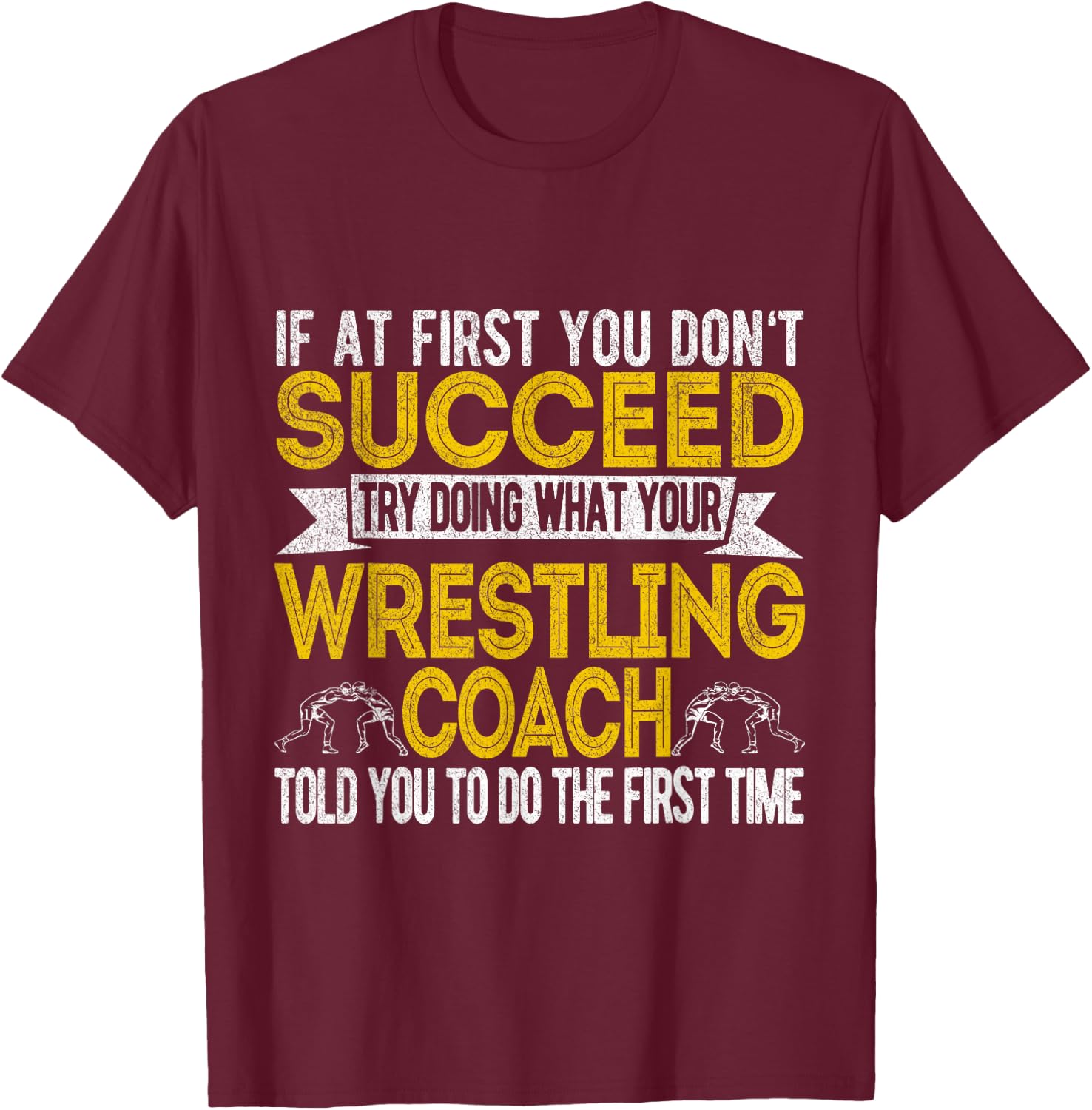 Funny Wrestling Coach Scholastic Folkstyle Wrestling Retro T-Shirt - T-Shirt | Maroon