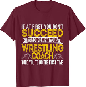 Funny Wrestling Coach Scholastic Folkstyle Wrestling Retro T-Shirt - T-Shirt | Maroon