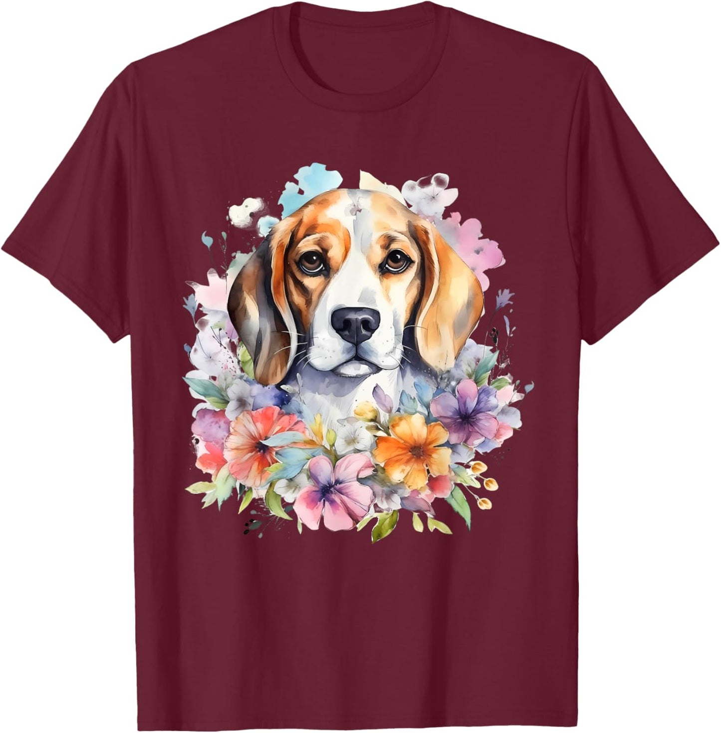 Watercolor Beagle T-Shirt - T-Shirt | Maroon