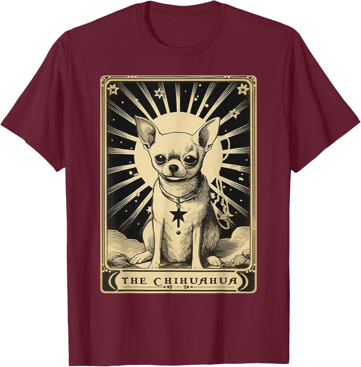 Chihuahua Vintage Tarot Card | Chihuahua Mom T-Shirt - T-Shirt | Maroon