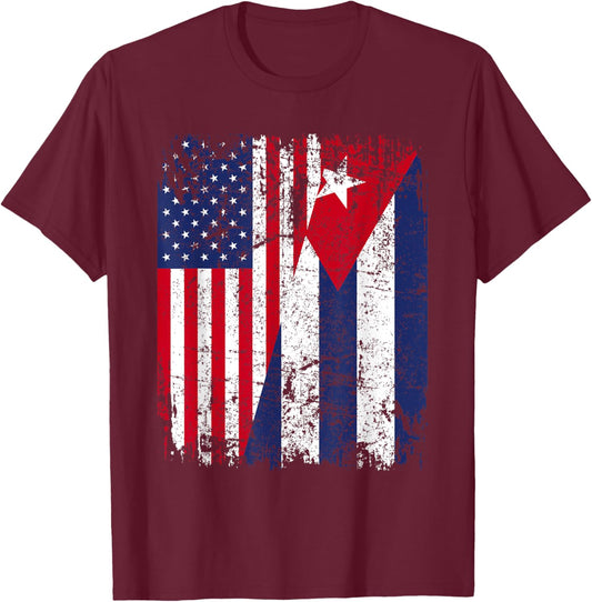 CUBAN American Flag | Men Women Kids | CUBA T-Shirt - T-Shirt | Maroon