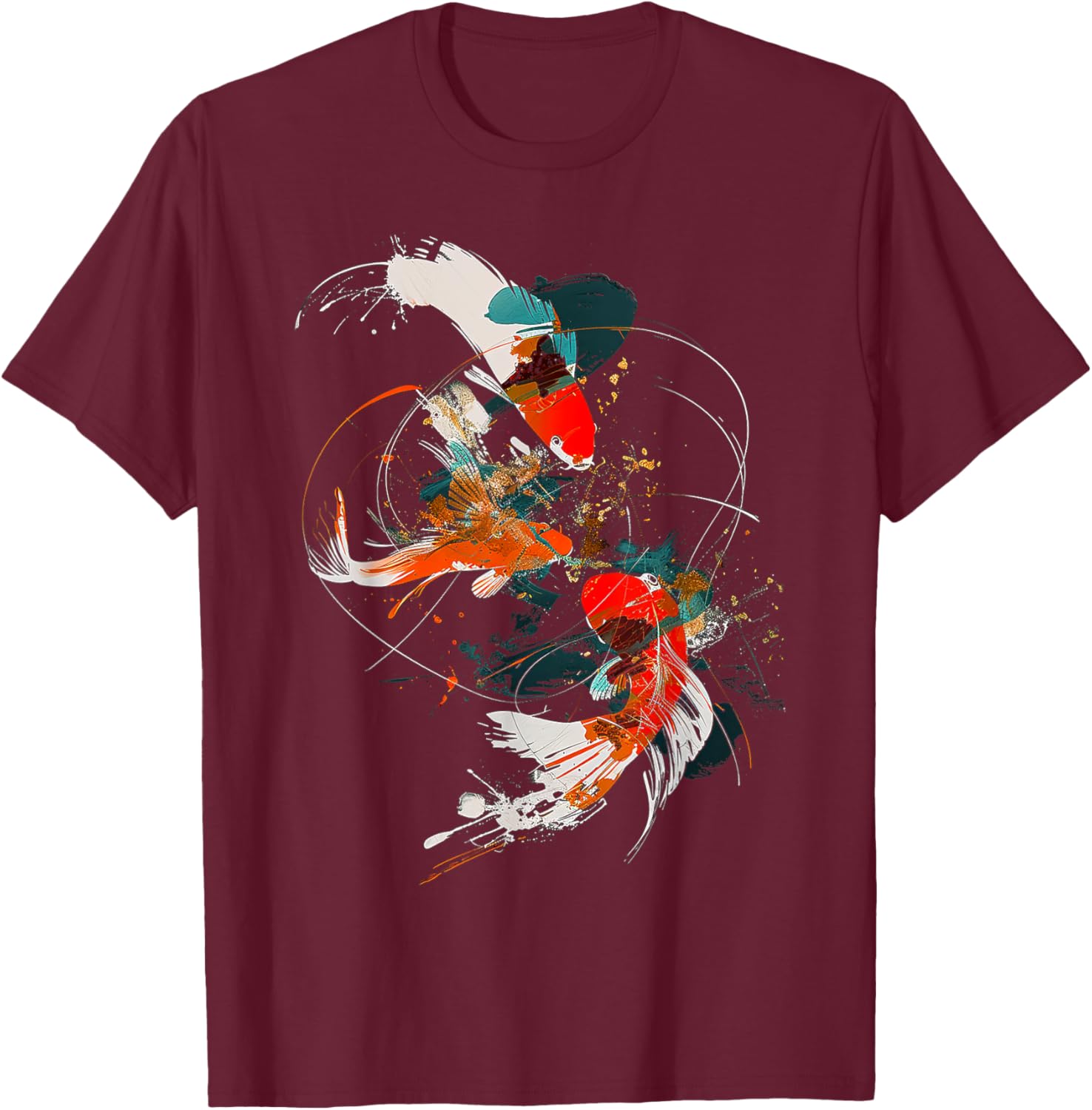 Fish Abstract Art Geometric Animal Pet Graphic Fish T-Shirt - T-Shirt | Maroon