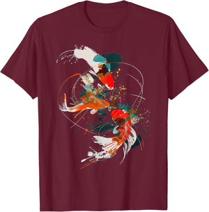 Fish Abstract Art Geometric Animal Pet Graphic Fish T-Shirt - T-Shirt | Maroon