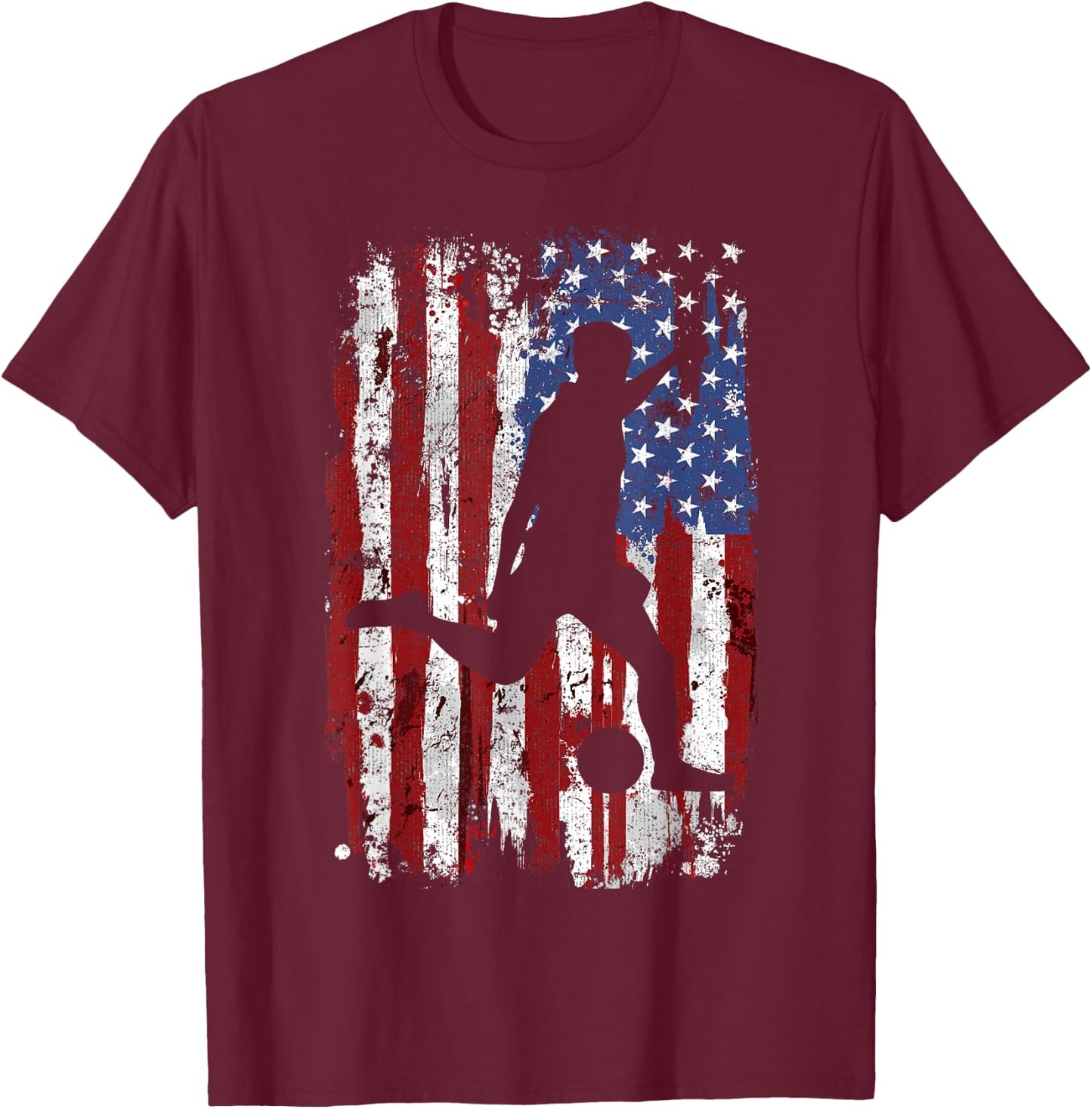 Soccer Vintage USA Flag T-Shirt - T-Shirt | Maroon