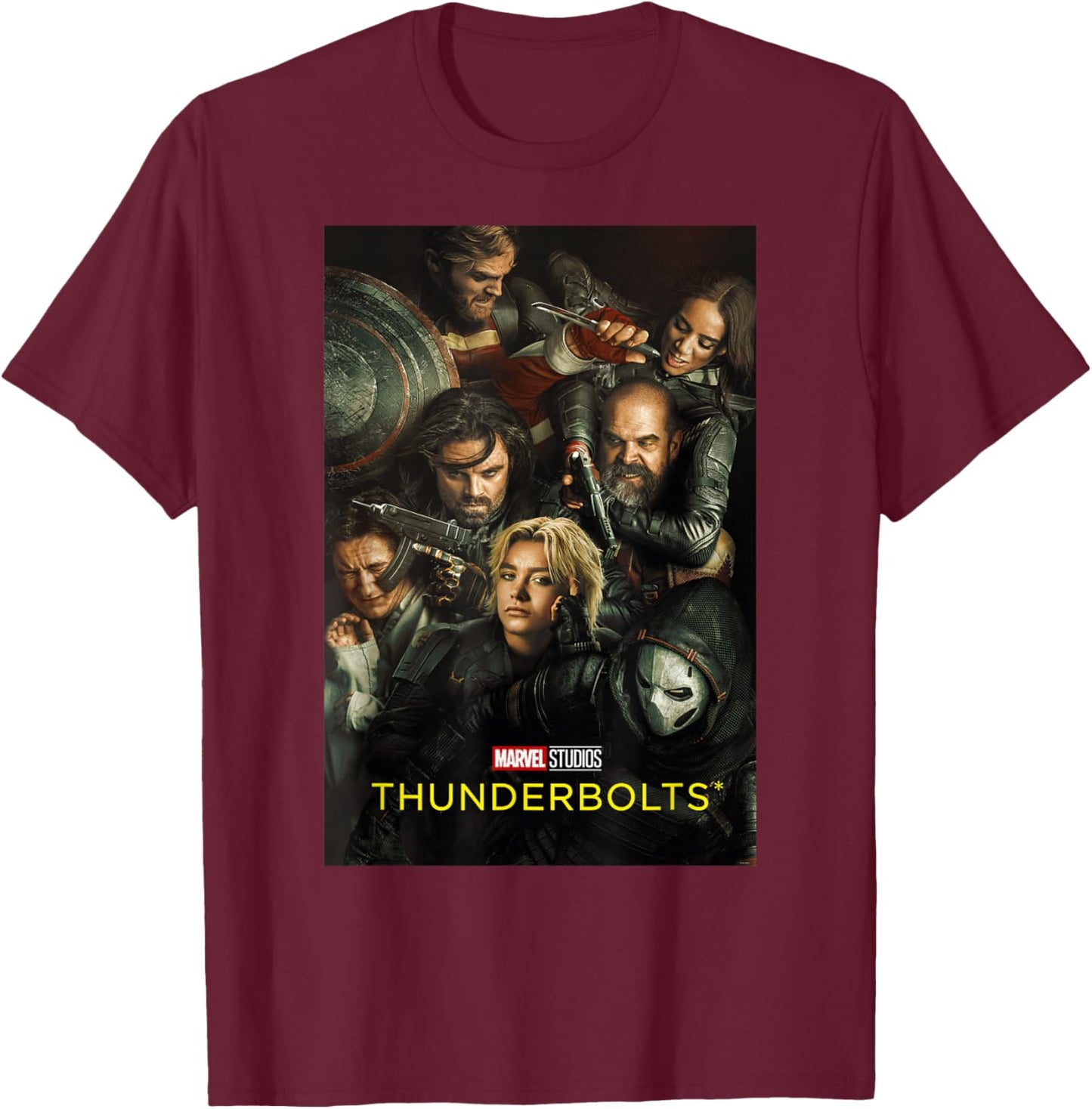 Marvel Studios Thunderbolts Official Movie Poster Art T-Shirt - T-Shirt | Maroon