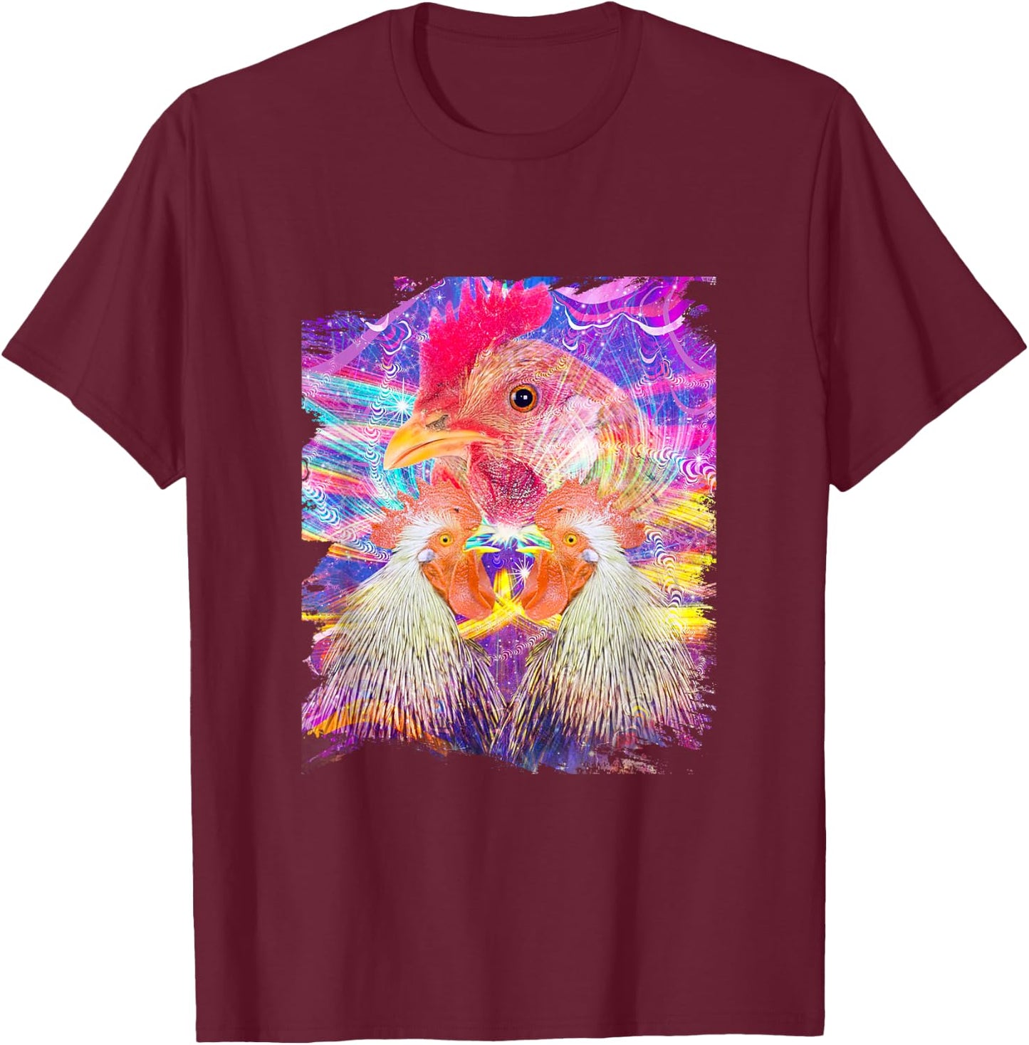 EDM Trippy Chicken Rave T-Shirt - T-Shirt | Maroon