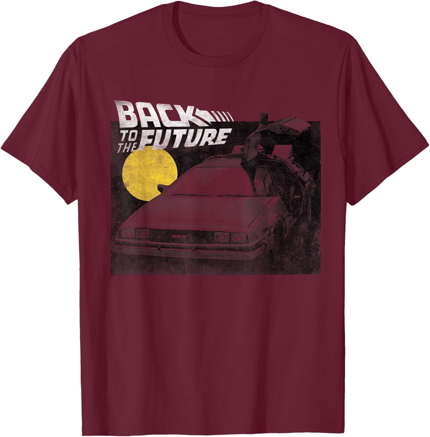 Back To The Future Delorean Fade Portrait T-Shirt - T-Shirt | Maroon