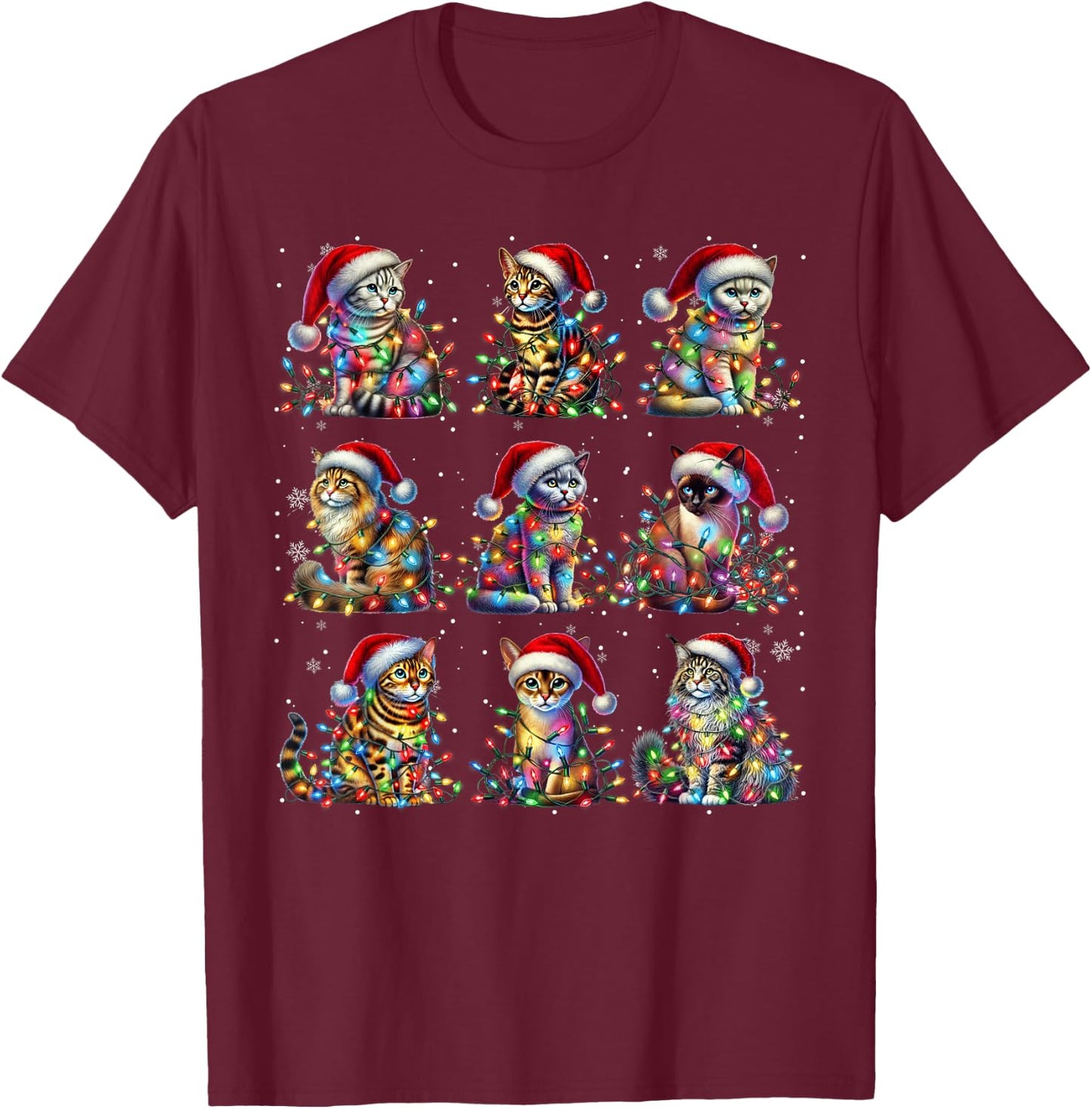 Vintage Cats Kittens Merry Christmas Pajama Xmas Squad Kids T-Shirt - T-Shirt | Maroon