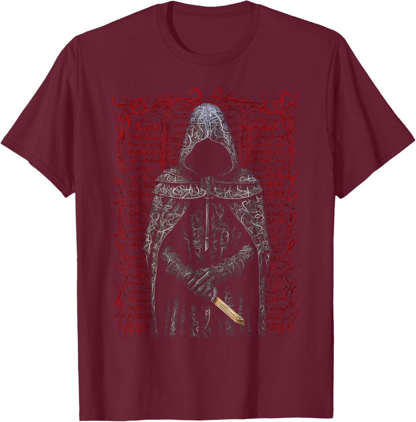 Men Abstract Text Drawing Art Graphic Motif Men T-Shirt - T-Shirt | Maroon