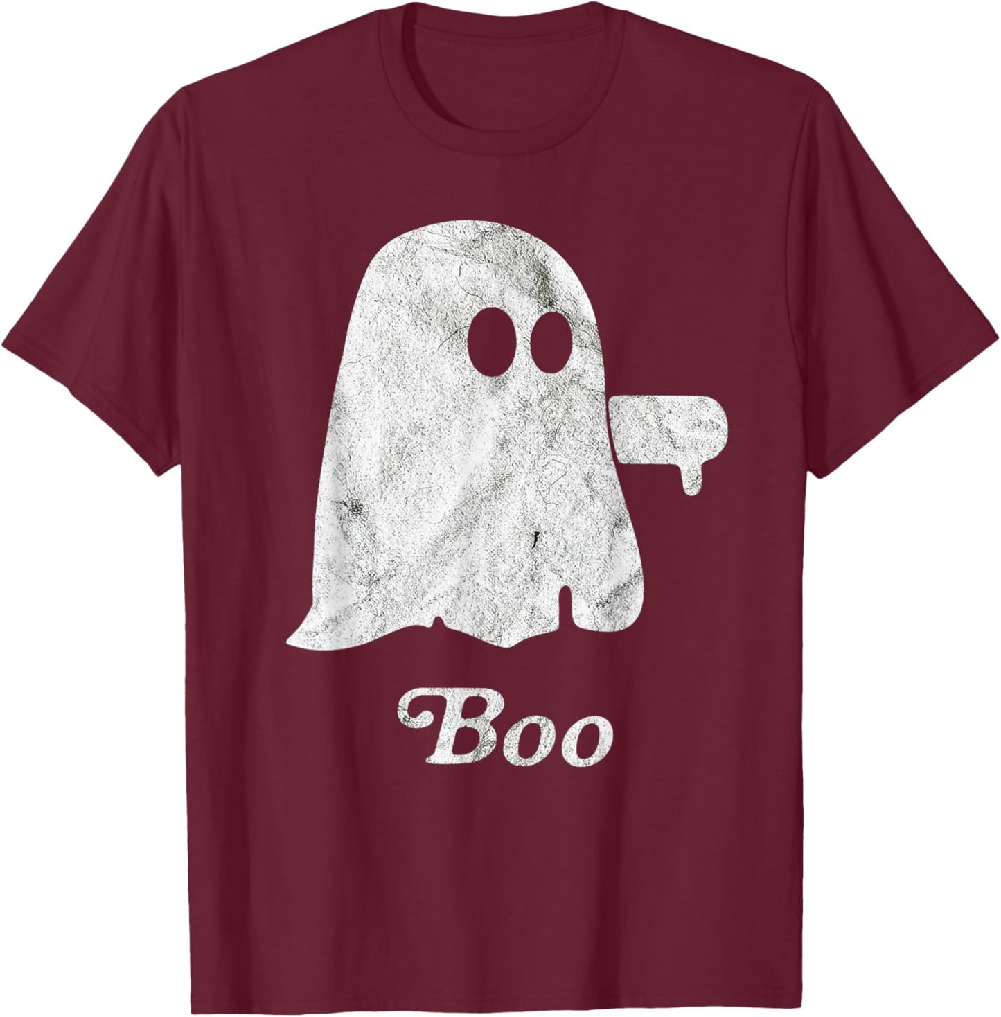 Boo Ghost Disapproval Ghost Halloween Funny Lazy Costume T-Shirt - T-Shirt | Maroon