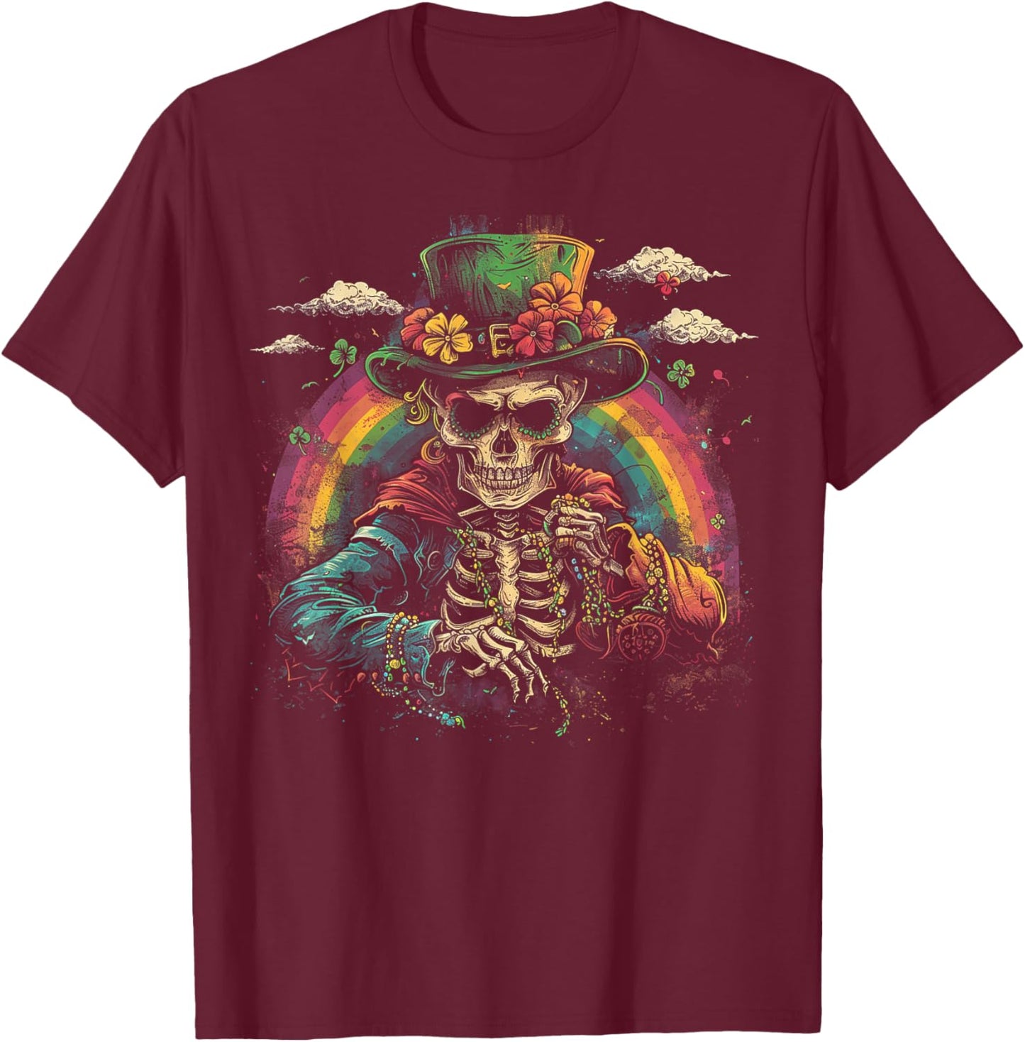 Skull Skeleton - Leprechaun St. Patrick's Day Saint Paddy's T-Shirt - T-Shirt | Maroon