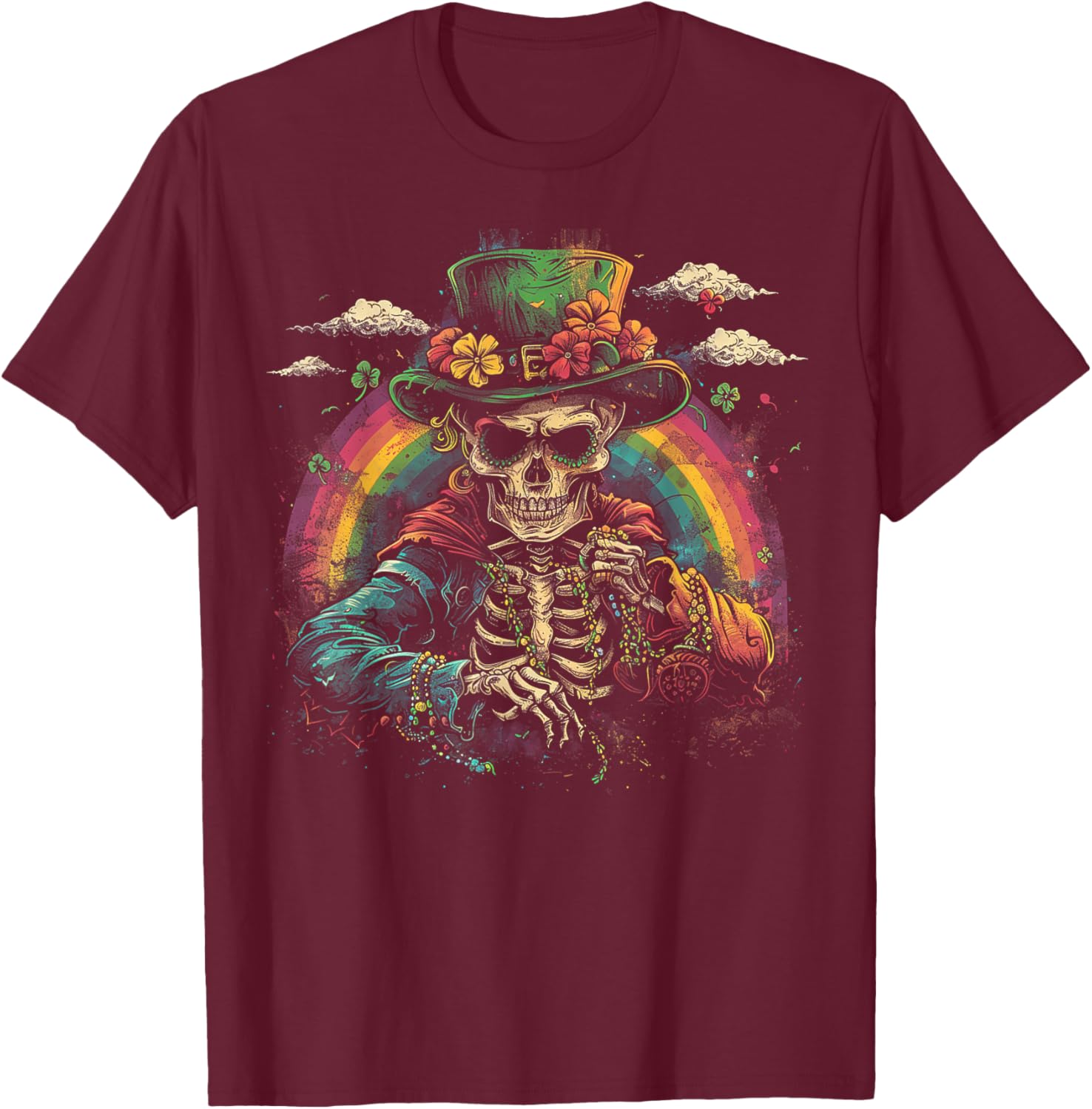 Skull Skeleton - Leprechaun St. Patrick's Day Saint Paddy's T-Shirt - T-Shirt | Maroon