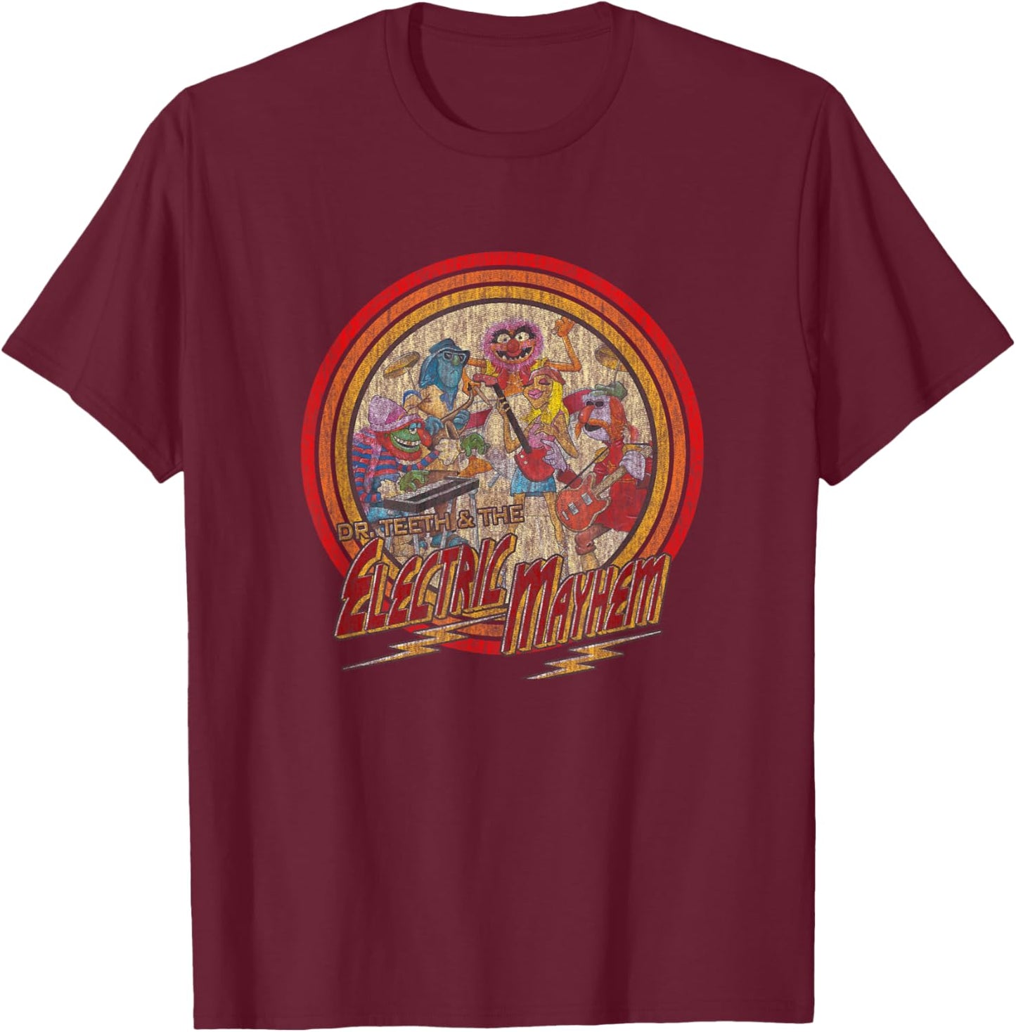 Disney The Muppets Electric Mayhem Vintage Band Poster T-Shirt - T-Shirt | Maroon