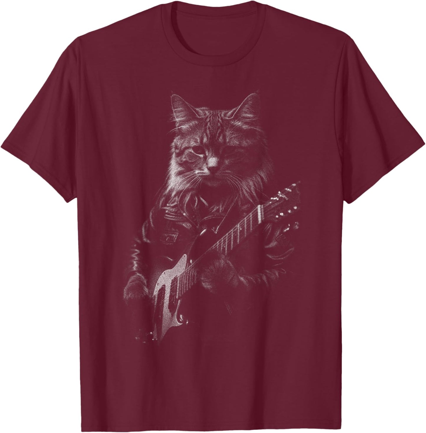 Cat Electric Guitar T-Shirt - T-Shirt | Maroon