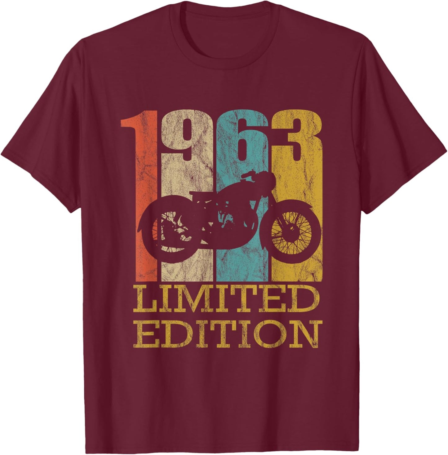 Bike Men's Retro Motorcycle , Black, Small, Short Sleeve T-Shirt - T-Shirt | Maroon