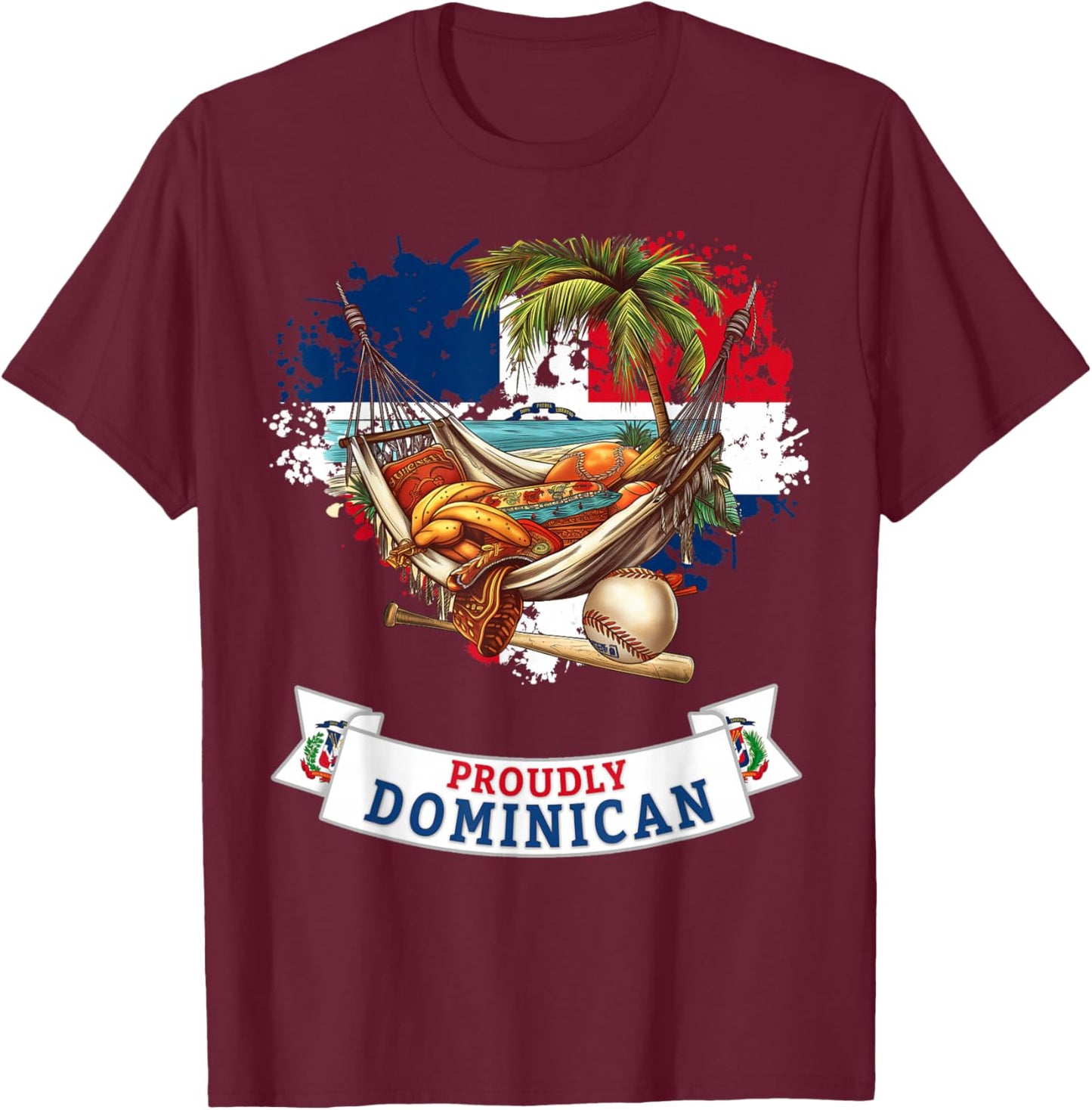 Coat of Arms Republica Dominicana For Kids & Dominican Flag T-Shirt - T-Shirt | Maroon