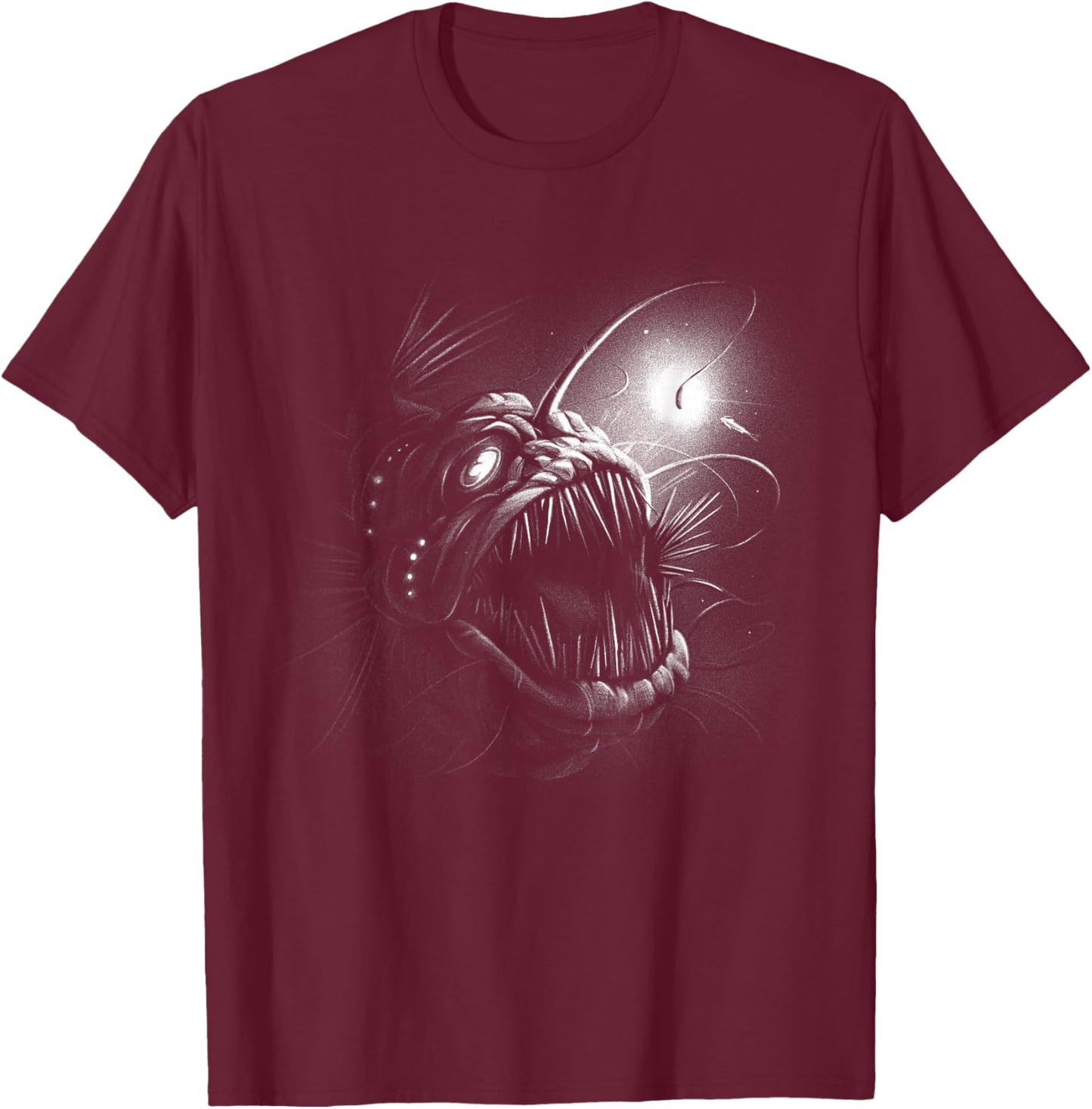 Marine biologist and Fisher Gifts Angler Fish - -Adults, Black, Small, Short Sleeve T-Shirt - T-Shirt | Maroon