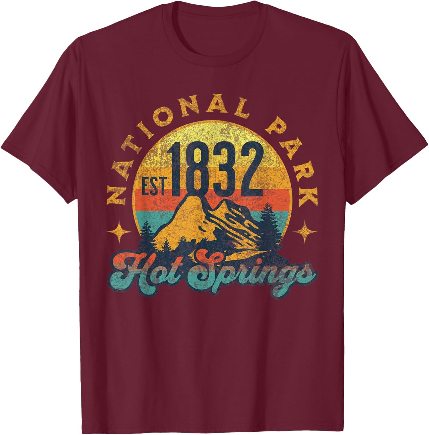 Hot Springs Arkansas Nature Mountains Hiking Outdoors T-Shirt - T-Shirt | Maroon