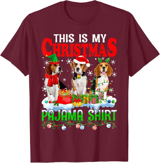 This Is My Christmas Pajama Funny Beagle Dog Lover T-Shirt - T-Shirt | Maroon