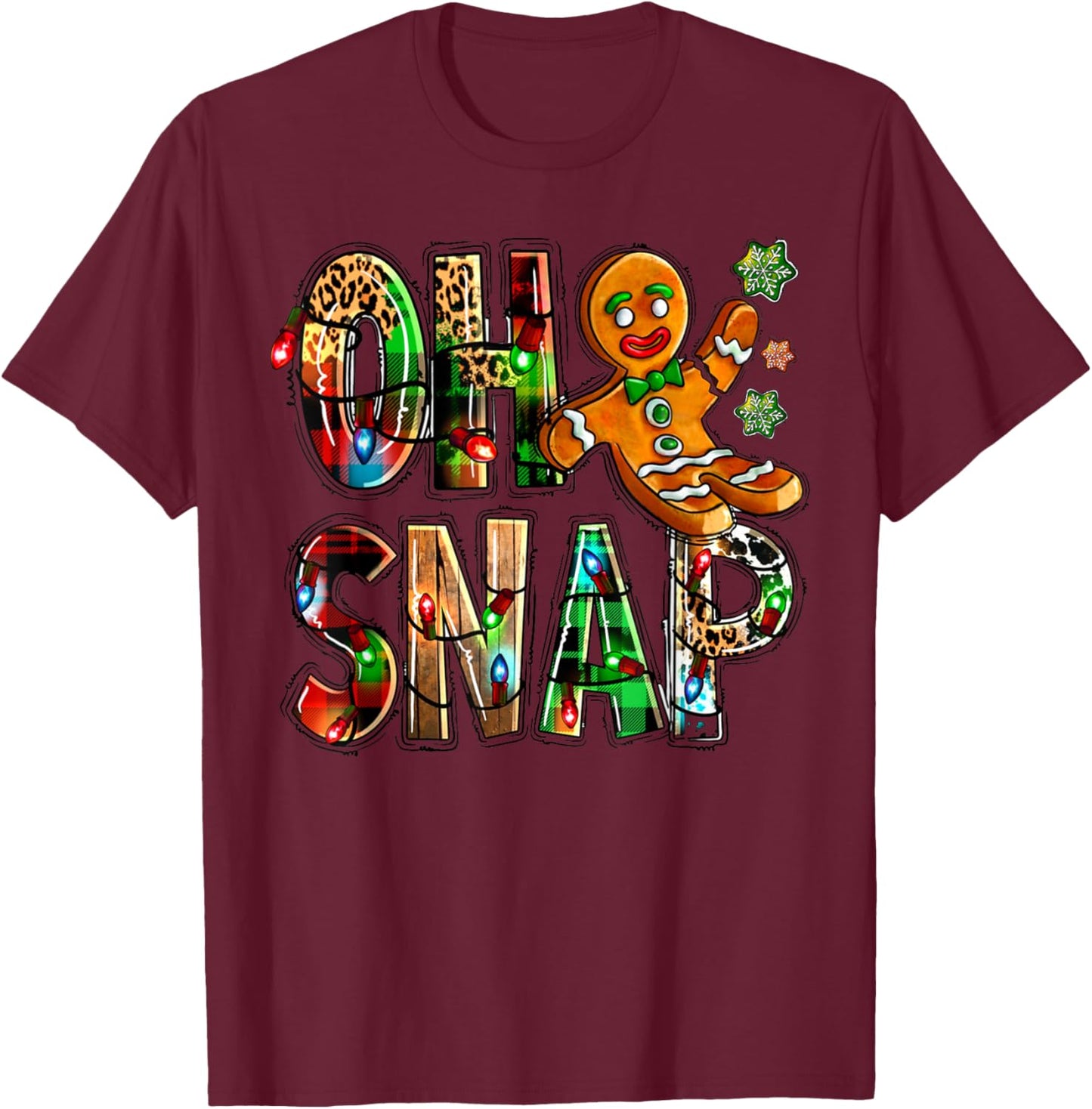 Oh Snap! Funny Gingerbread Man Cookie Christmas T-Shirt - T-Shirt | Maroon