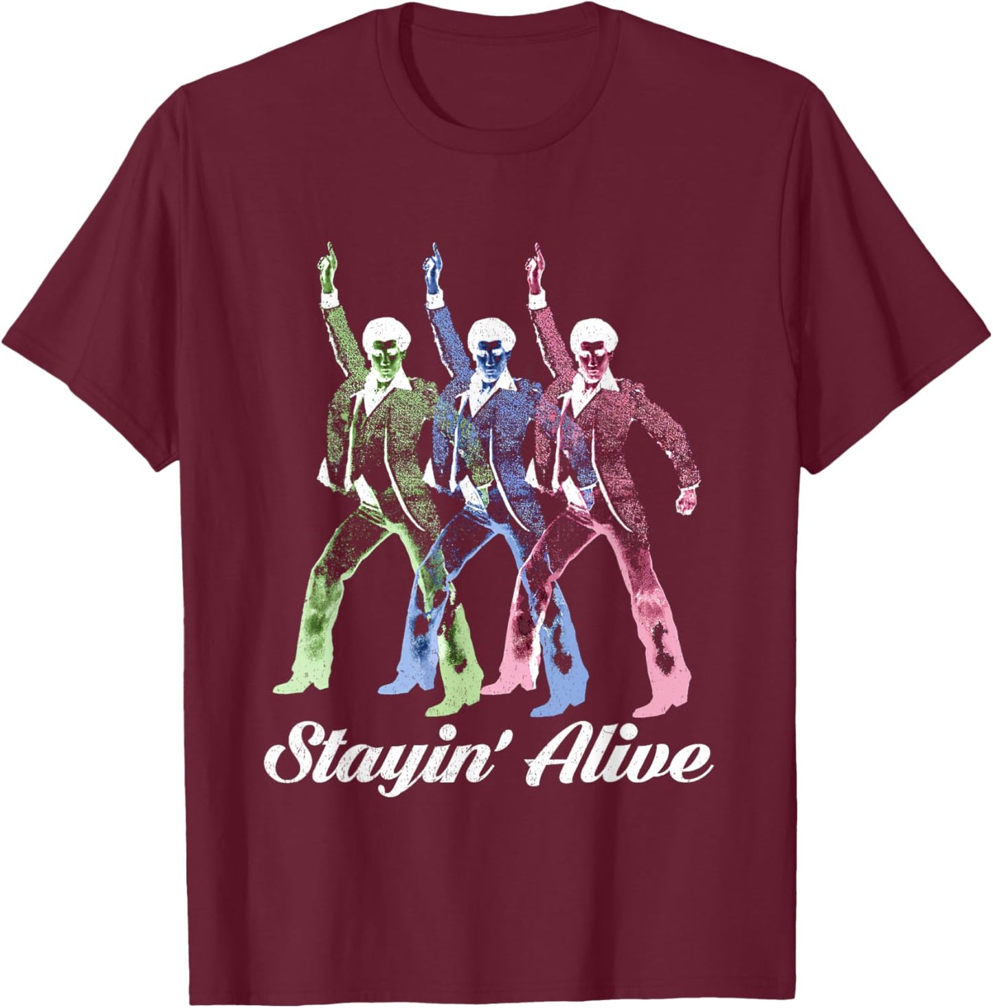 Stayin' Alive Vintage Style Dancing Retro Disco T-Shirt - T-Shirt | Maroon