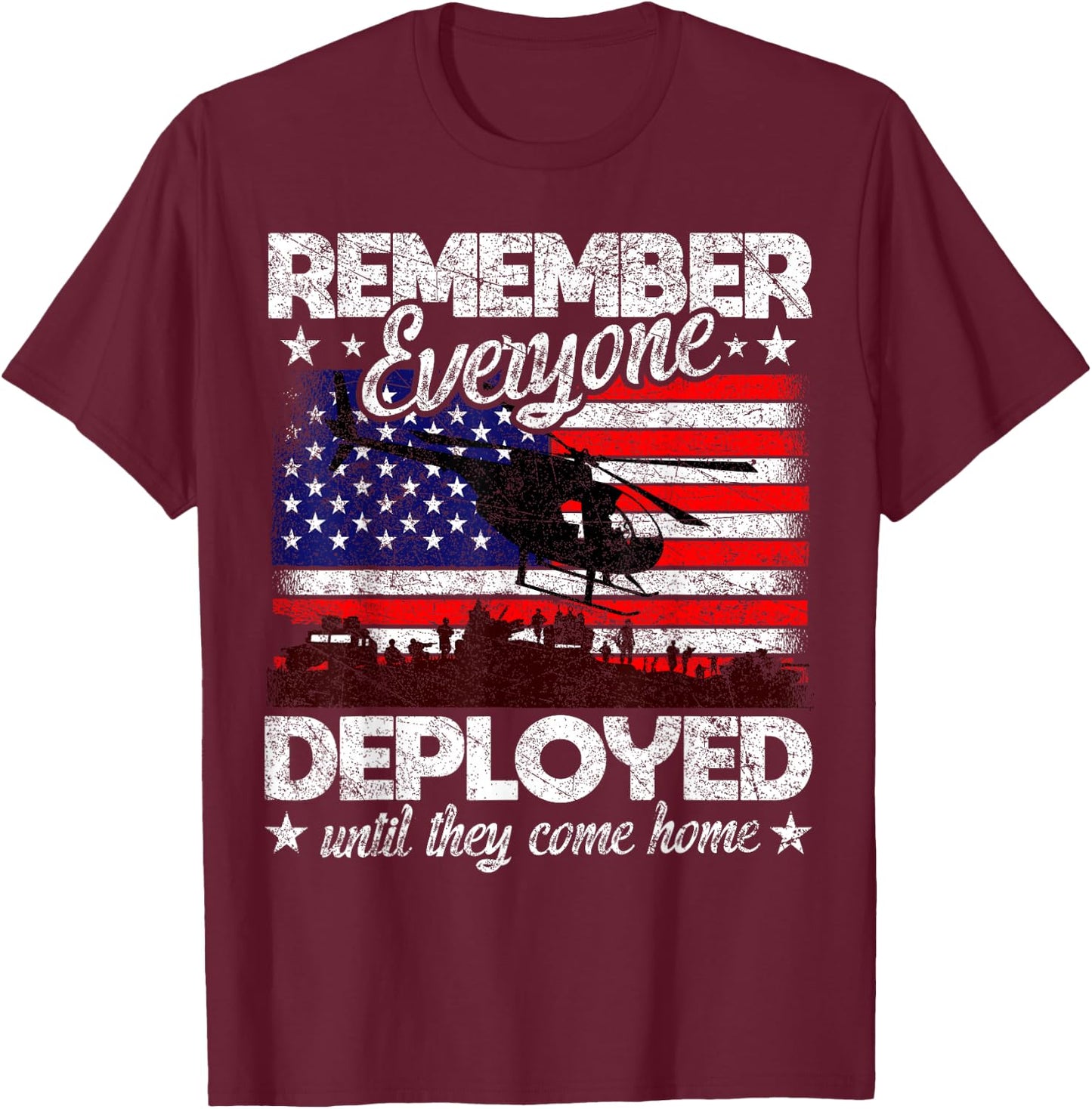 Memorial Day Gift Military Vintage Men RED Friday Remember Everyone Deployed Army US Flag T-Shirt - T-Shirt | Maroon
