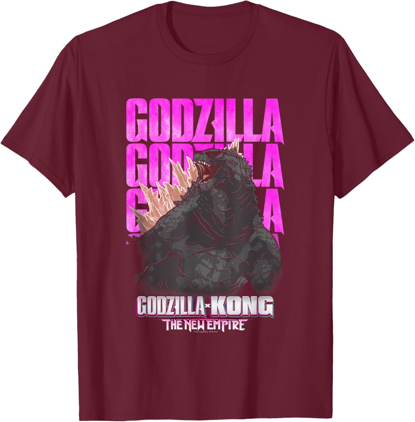 Godzilla X Kong: The New Empire Movie Godzilla Repeating T-Shirt - T-Shirt | Maroon