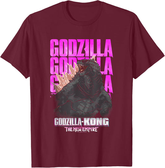 Godzilla X Kong: The New Empire Movie Godzilla Repeating T-Shirt - T-Shirt | Maroon