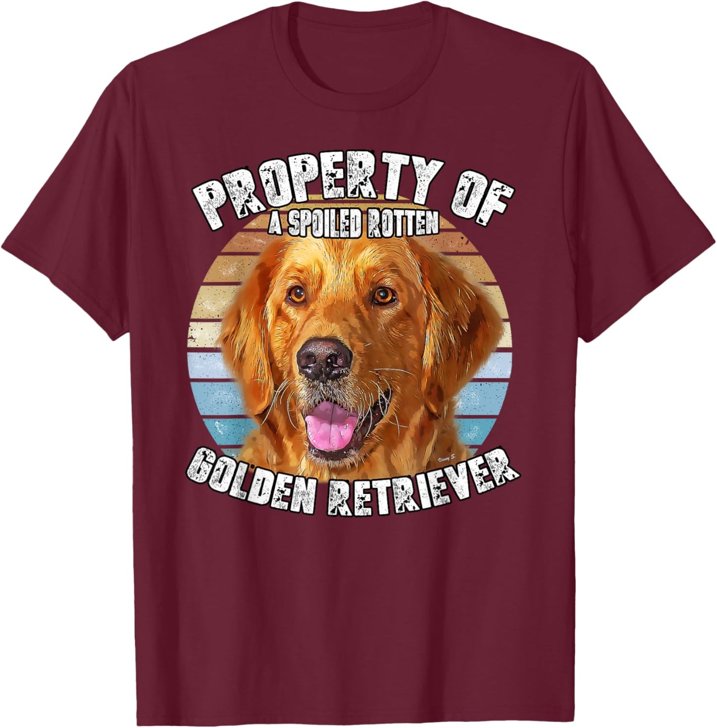 Golden Retriever Owner Lover Funny Retro Property Of T-Shirt - T-Shirt | Maroon