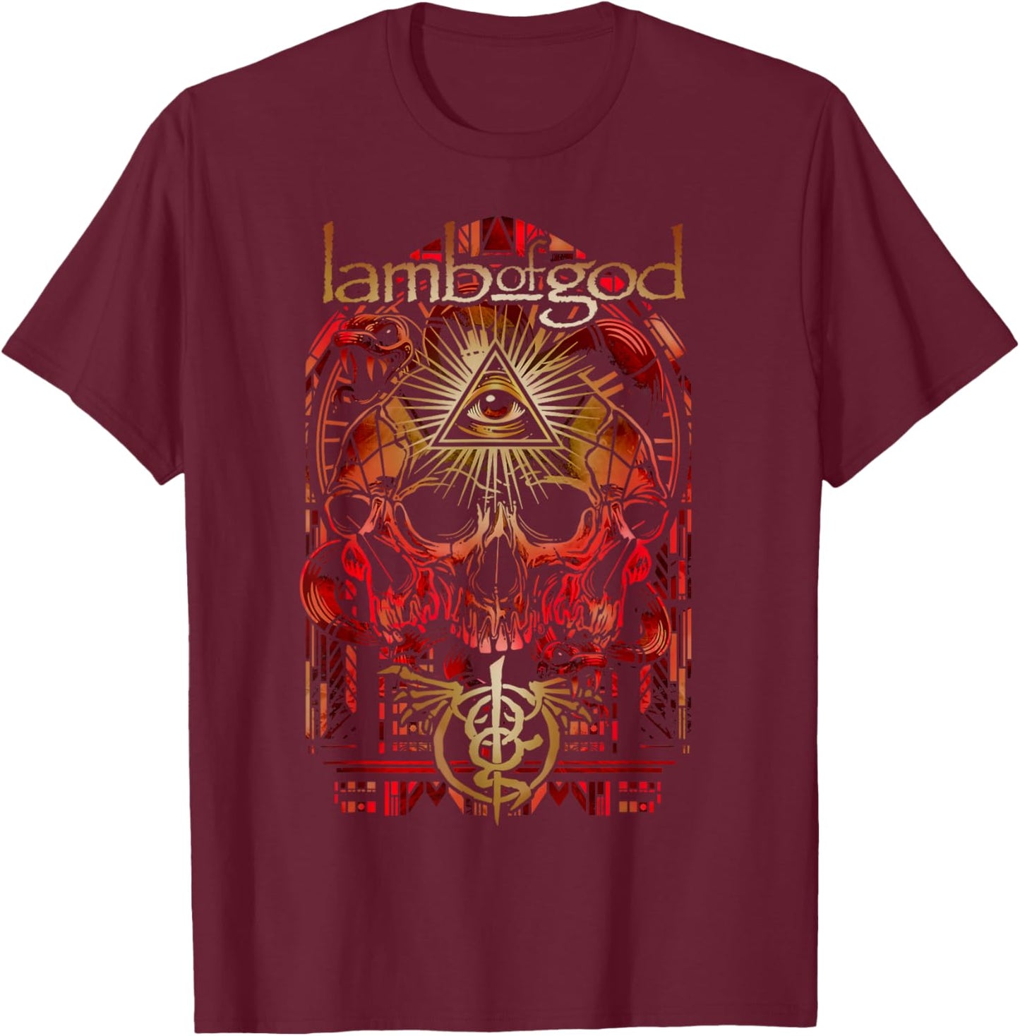 Lamb of God – Stained Glass Yellow T-Shirt - T-Shirt | Maroon