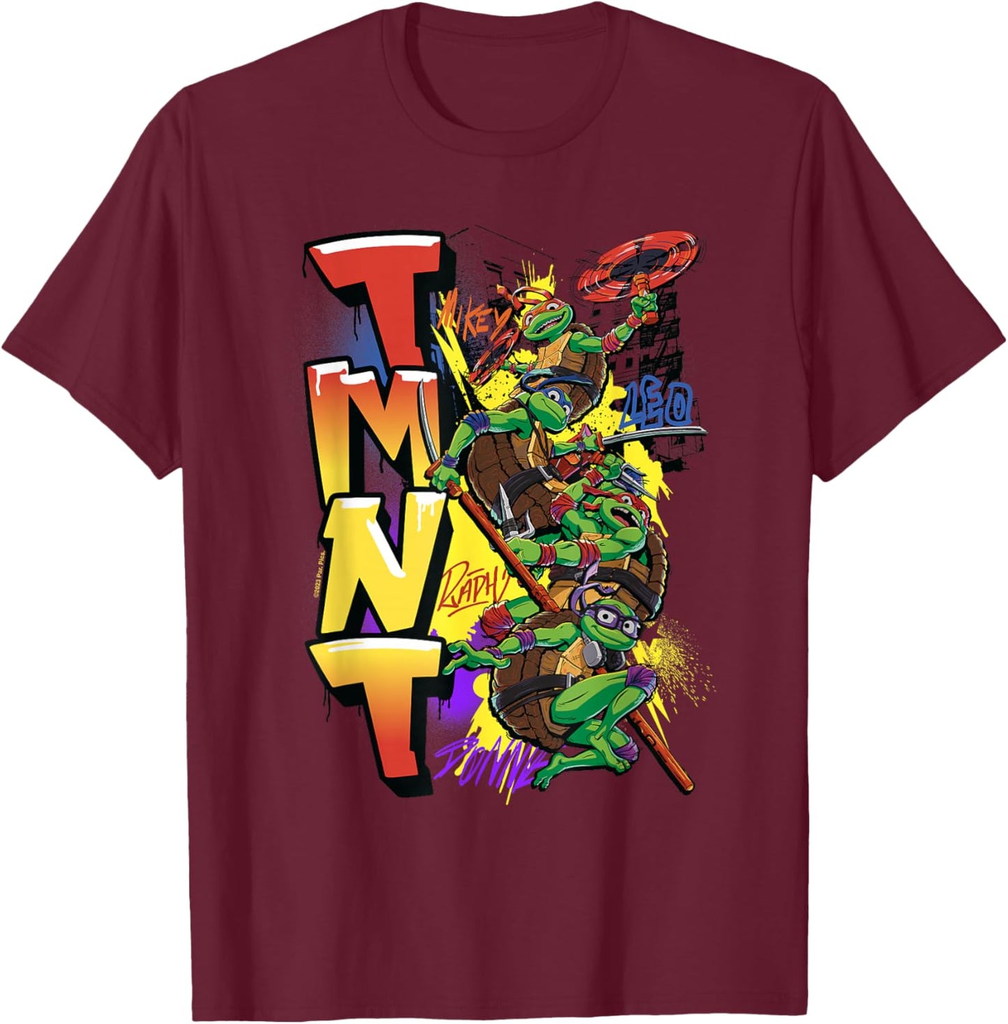 Teenage Mutant Ninja Turtles: Mutant Mayhem NYC Graffiti T-Shirt - T-Shirt | Maroon