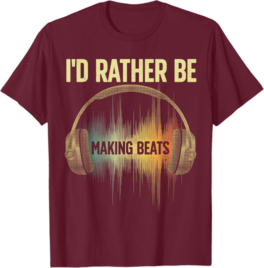 Cool Music Producer Art Women Disc Jockey Beat Maker T-Shirt - T-Shirt | Maroon