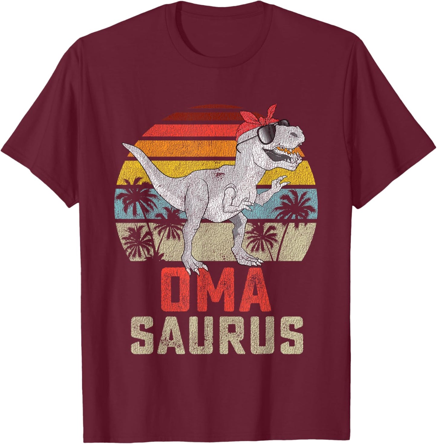 Omasaurus T Rex Dinosaur Oma Saurus Family Matching T-Shirt - T-Shirt | Maroon