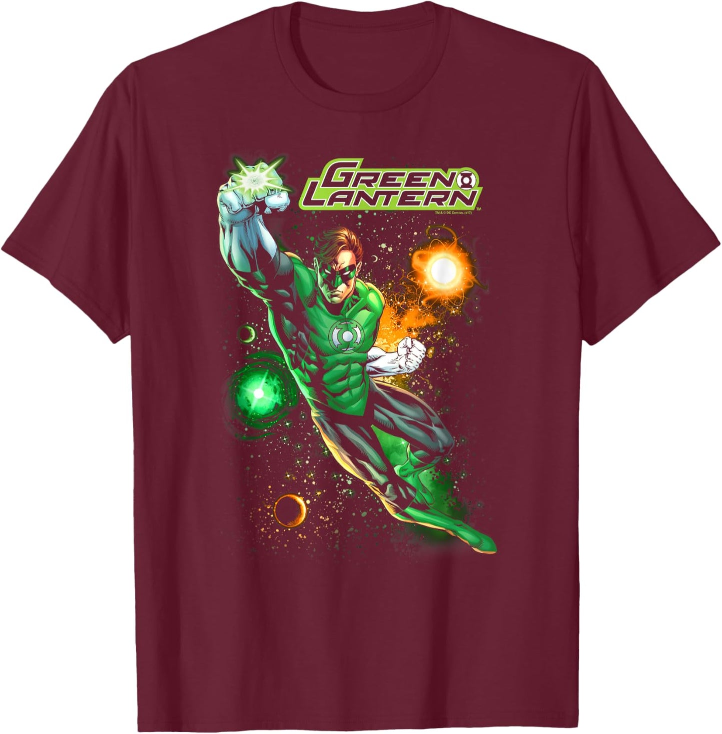 DC Comics Green Lantern Galactic Guardian -Adults and Kids , Black, Small, Short Sleeve T-Shirt - T-Shirt | Maroon