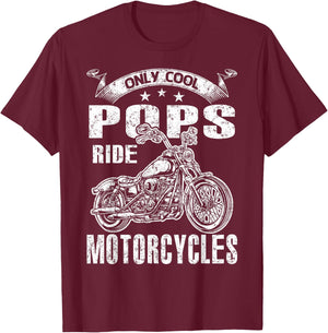 Only Cool Pops Rides Motorcycles T-Shirt - T-Shirt | Maroon