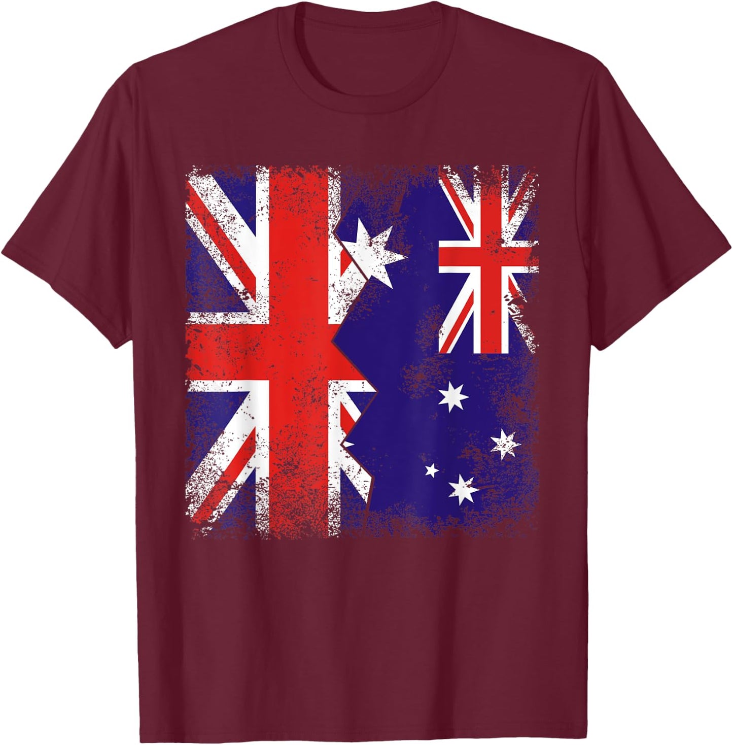 Australian Roots | Half British Flags | UK Australia Vintage T-Shirt - T-Shirt | Maroon