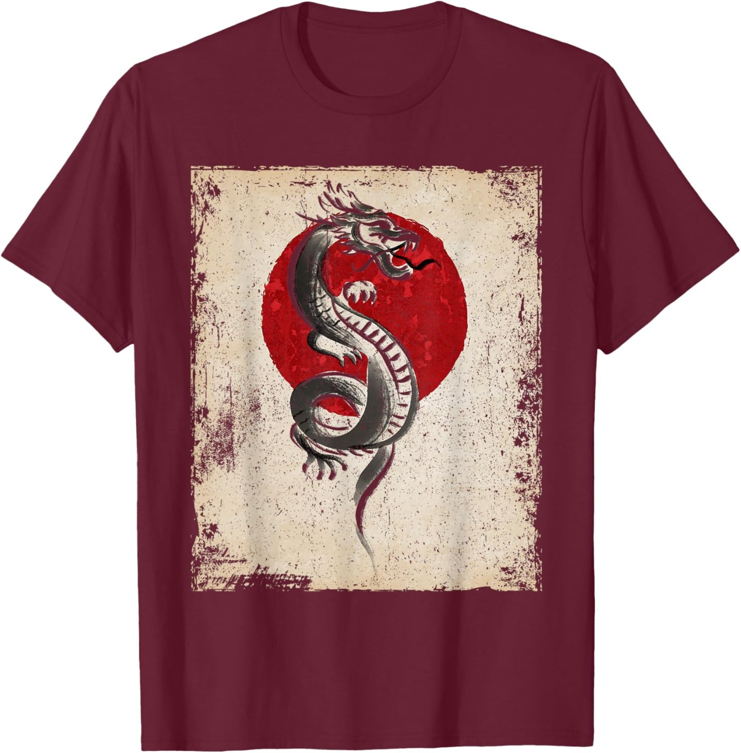 Japan dragon artwork Japanese Art Retro T-Shirt - T-Shirt | Maroon