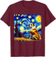 French Bulldog Van Gogh Starry Night Animal Frenchie Dog T-Shirt - T-Shirt | Maroon